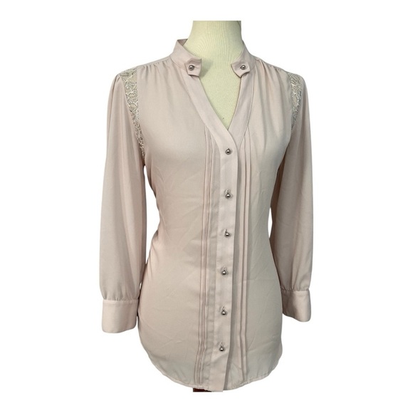 Anthropologie Moulinette Soeurs Coquette Lace Blouse Pink Top Girly Career Date - Picture 3 of 15